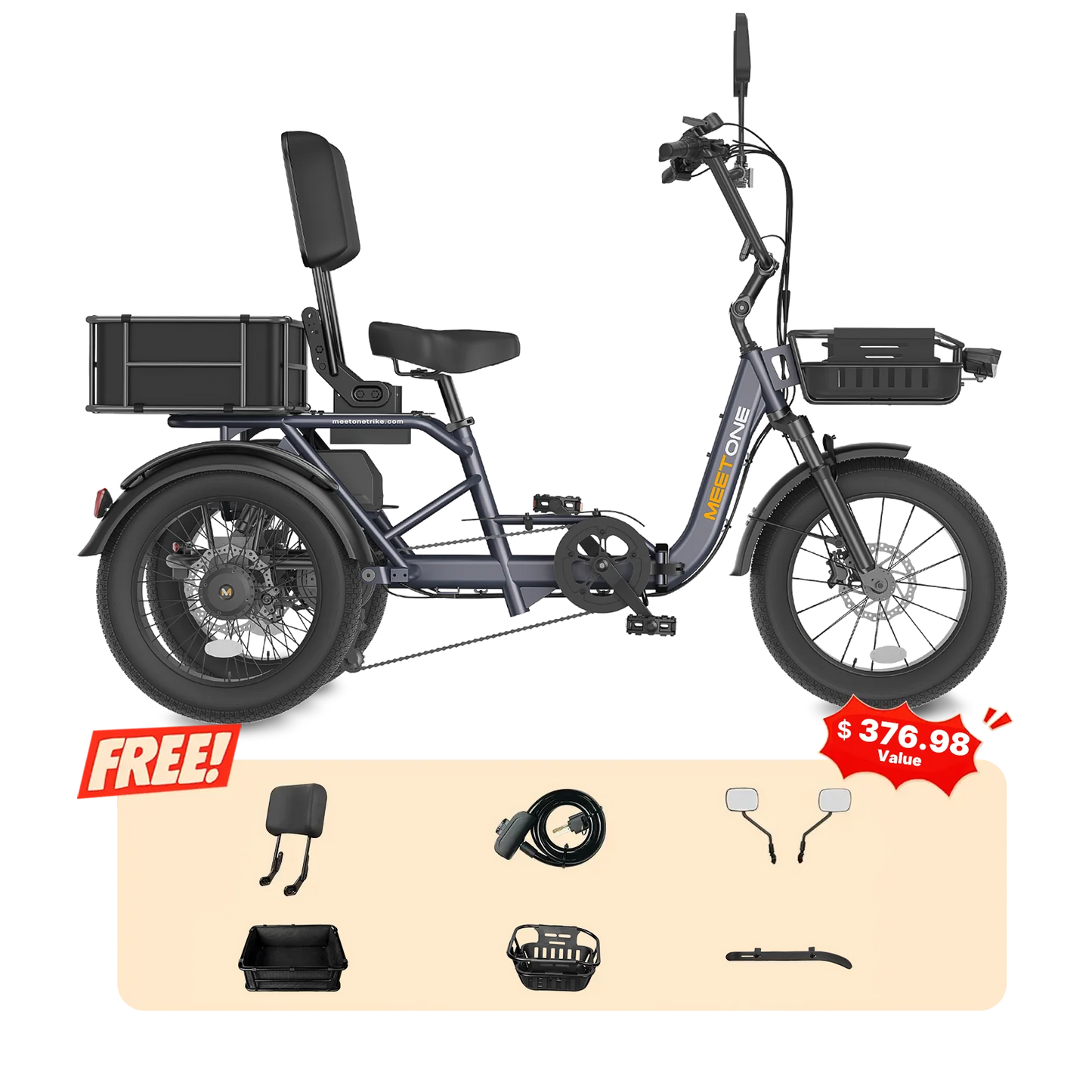 Meet One Breeze Pro 2.0 Full Suspension Fat Tire Electric Trike